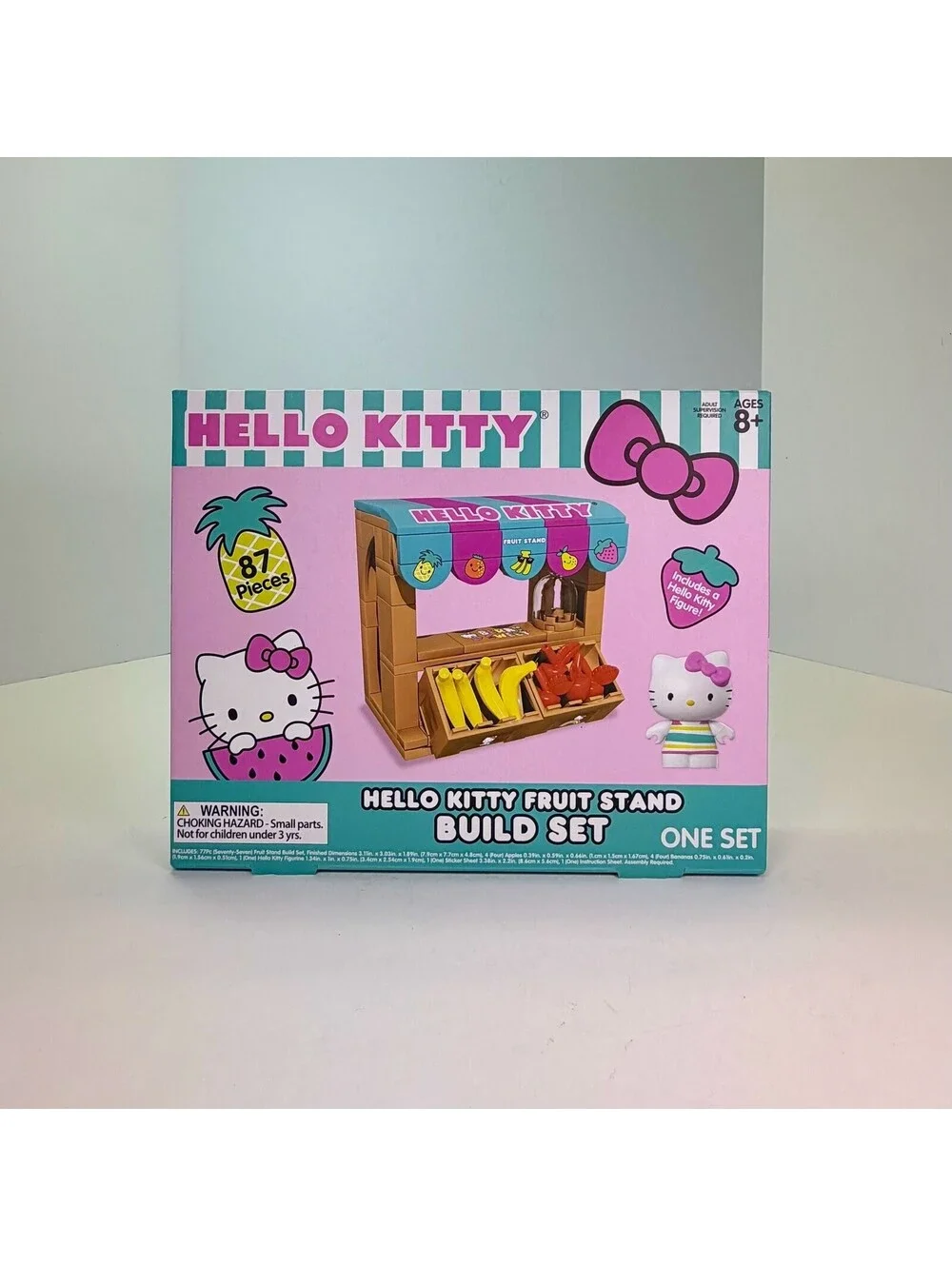 Sanrio Hello Kitty Fruit Stand Build Set 87 Pieces with Figure and Stickers, New